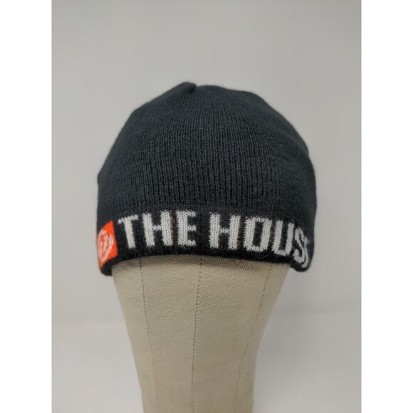 The House Striped Beanie Hat Orange & Black Spell Out Logo Knit - Picture 10 of 13